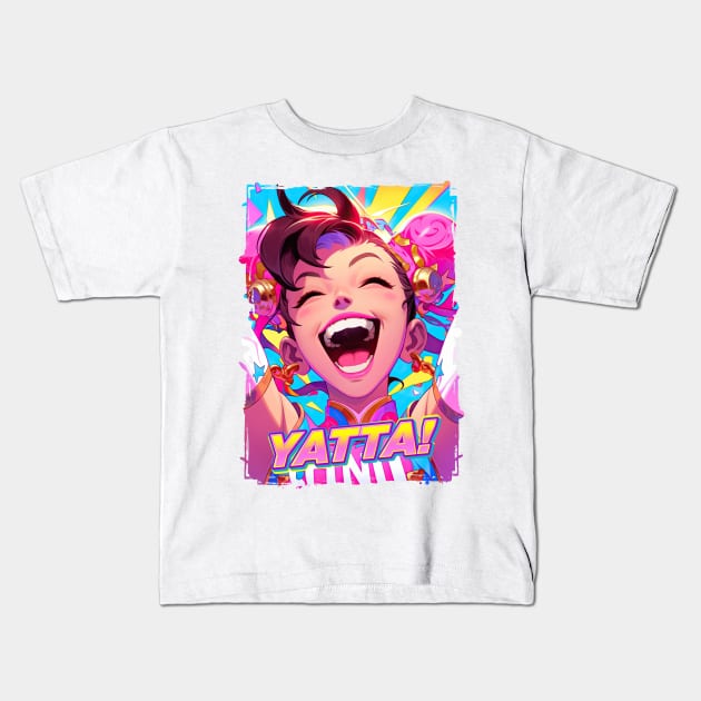 CHUN LI - CHEERFUL YATTA | Street Fighter Gaming Anime Manga Pop Art Arcade | PROUD OTAKU Kids T-Shirt by PROUD OTAKU